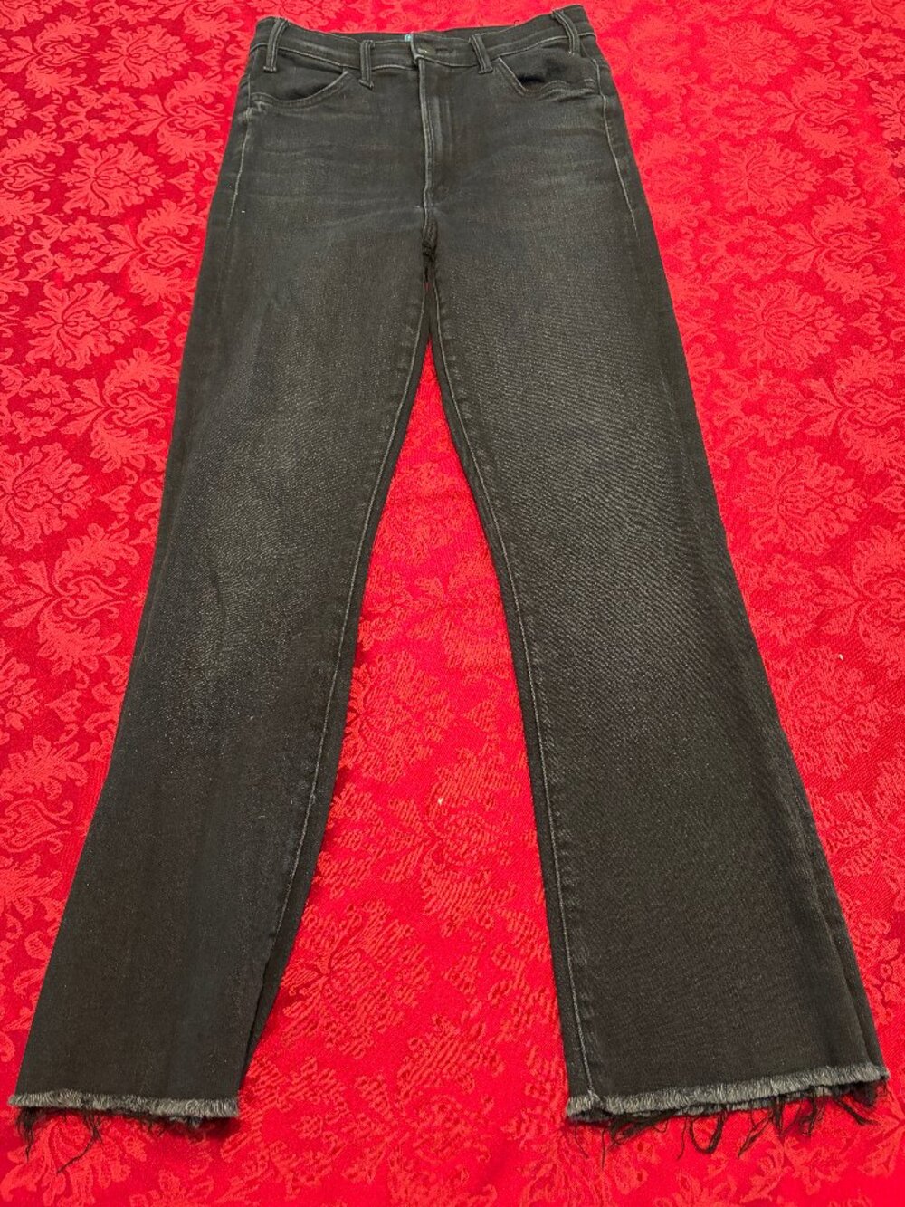 MOTHER The Hustler Ankle Fray Encounters A Night Black Jeans 26